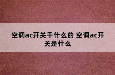 空调ac开关干什么的 空调ac开关是什么